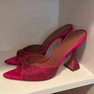 Amina Muaddi Pink Embellished Heels